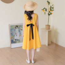 Girls  dresses Summer 2021 childrens net red explosive skirt little girl cotton and linen halter vest skirt dovetail skirt