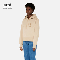 AMI Womens Classic Love Cotton-Solid Color Casual Embroidery Simple Pullover Hooded Heavyweight Sweatshirt