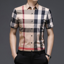 Striped Shirt Male Short Sleeve Tide Sign Trendy Summer 2021 New Plaid Cloth Business Casual Men Lining Clothing