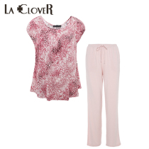 LACLOVER dark fragrance leopard shadow series Modal bubble short sleeve loose doppelganger home suit LC46W71