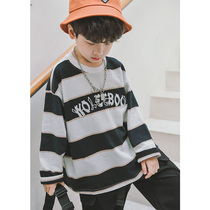 Childrens autumn clothing 2021 Spring and Autumn new boy bottoming T-shirt long sleeve cotton tide card medium big childrens clothing boy