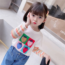 Girls autumn clothes long sleeves T-shirt 2021 new children Han version foreign air blouses pure cotton 5 baby spring autumn season beating undershirt