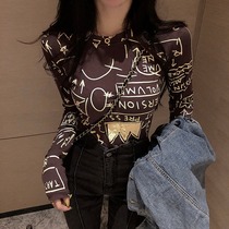 Fanchy 2021 Autumn New Korean version of Joker printed slim base shirt female interior with foreign style long sleeve shirt T-shirt