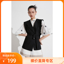 LILY summer new womens clothing asymmetrical strap cashew waistcoat waistcoat waistcoat 120230C0104
