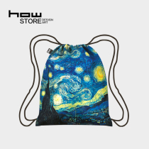 HOWstore LOQI art shoulder harness pocket waterproof travel lightweight folding backpack