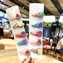 5 sets of Korean color quicksand transparent children fruit hairclip little girl PVC side clip baby clip girl