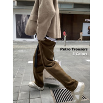 Value clearance# hanging feeling high casual black gray brown trousers mens suit pants straight loose Korean tide