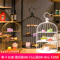 European afternoon tea snack shelf wrought iron wedding dessert stand Birdcage ornaments cup cake stand multi-layer West Point