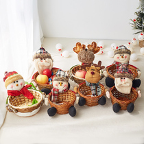 Christmas decorations Bamboo candy basket ornaments Christmas Eve Apple basket Bedside desktop candy basket Household
