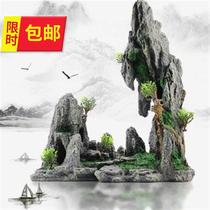 Fish tank Rockery decoration Ecological landscaping Water plants Stone New Chinese style Shiwan landscape Quicksand waterfall pool u solid