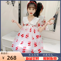 2022 princess dress doll collar Agaric Side splicing mesh veil Blister Sleeves Broken Flowers Loose fluffy style one-piece dress