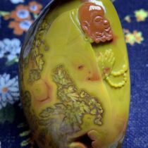 Warring States red boutique grass flower Dharma beautiful color carved pendant handlebar men and women with accessories gifts