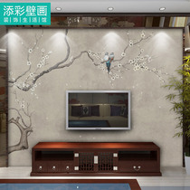Hand-painted flowers and birds picture wallpaper American retro wallpaper custom beauty salon wall cloth living room sofa TV background wall cloth