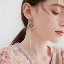 Butterfly high-grade earrings female summer models 2021 New Tide atmosphere earrings earrings earrings temperament long tassel earrings