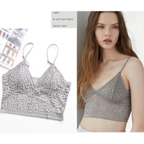 No steel ring vest type of external wearing sleep beating bottom underwear female deep V thin covered head harness lace French style small bra