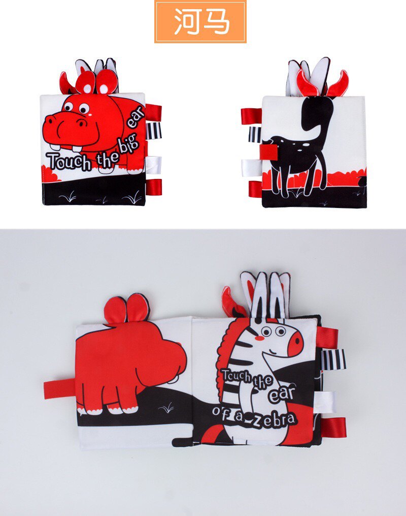 Детская книга из ткани 新生儿黑白红视觉标签触摸布书撕不烂可啃咬亲子互动色彩教育玩具 Other