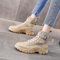 Hong Kong thick-soled Martin boots female ins tide boots 2021 new versatile British style casual high canvas shoes