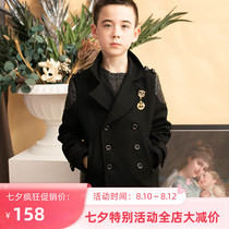 Le Wenxi new 13-year-old style spring and autumn double-breasted suit collar jacket boy thick wool coat boy