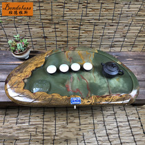 Afghanistan jade tea tray household natural stone whole piece tea table ancient sapphire drainage type kung fu tea set tea sea