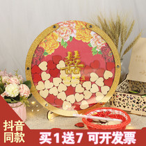 Guochao China Wind Wedding Wedding Wedding Celebration Love Wood Chip Sign To Solid Wood Wedding Photo Frame Sign Roster Creative Personality Round