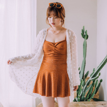 Swimsuit Womens one-piece dress style big code fat mm200 catty and slim conservative spa South Korea gathers steel to swim