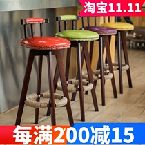 Solid Wood Bar Bench Home High Foot Chair Eu Type Swivel Bar Chair Front Office Retro Bar Stool Brief High Foot Stool