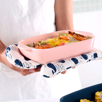  Jiayi kitchen even household ceramic baking rice bowl binaural rectangular plate baking microwave oven baking plate creative dish plate