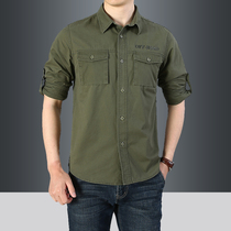 2020 Summer new mens long sleeve shirt youth cotton large size casual military uniform village shirt shirt coat men