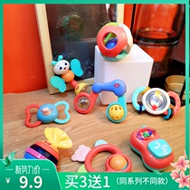 Baby pacification hand rattle toy puzzle early to teach newborn baby can bite young child for first 3-9 months