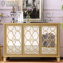 Light luxury carved entrance cabinet Entrance cabinet Mirror three-door shoe cabinet Dining side cabinet foyer locker postmodern decorative cabinet