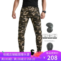 Camouflage jeans Motorcycle jeans Cycling fall-proof straight pants Camouflage four seasons high elastic men and women