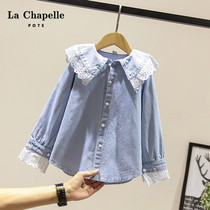  La Chapelle Childrens clothing Childrens long-sleeved shirt Girls Western style spring and autumn Korean denim shirt jacket tide top