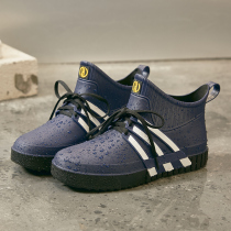 Rain Shoes Mens Summer Non-slip Kitchen Work Waterproof Shoes Short Cylinders Abrasion Resistant Gel Shoes Clay Ground Fishing Set Shoes Plus Suede Rain Boots