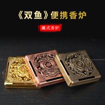 Three-color hollow portable antique stove sandalwood pan incense burner home for Buddha lying lotus incense box incense burner pan incense box