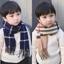 Boy scarf autumn and winter New Korean version of Joker children imitation cashmere plaid warm boy scarf baby scarf tide