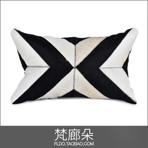 Fanlang Duo Model Room Cushion Home Soft Pillow Bag Simple Metropolis Modern Geometric Black and White Patch
