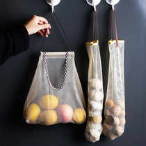 josogo can hang fruit and vegetable storage mesh bag portable handle kitchen multifunctional hollow garlic onion hanging bag