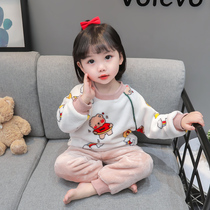Girls nightgown François Fall Winter Childrens Kids Baby Coral Fleet Children thickened Winter Household Clothes