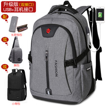 Mens backpack leisure sports travel backpack Korean version of the female computer bag fashion trend school bag for primary and secondary school students