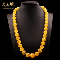  Tianguang Hui natural amber beeswax tower chain yellow honey amber necklace men and women pendant with certificate gift