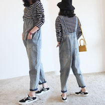 Pregnant Woman Denim Back Belt Pants Fashion style Spring outwear Long pants 90% Tide Moms 2021 New Thin Loose Casual Casual