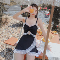 Conjoined swimsuit female senses Xia students Korea ins wind flat angle covered belly with slim breasted women Fan spa swimsuit