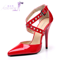 2020 Summer Red Cross with Pointed Hollow 12CM Sexy Man High Heels Sneak Single Shoes Broken Code Promotion