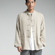 Ciyuan cotton linen clothing zen dress laymens clothing mens Tang dress Hanfu mens top long sleeves Chinoiserie YZS391