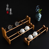 Tea table cup holder Bamboo Kung Fu tea cup holder Tea set accessories Handmade solid wood storage rack Drain rack Coaster cup holder