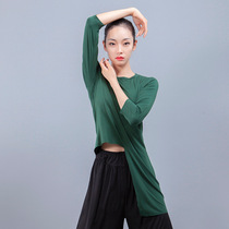 Modern dance practice clothes womens top long sleeves irregular loose dance clothes Modal girl training clothes