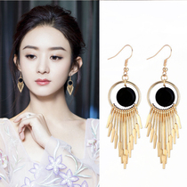 South Koreas new earrings female net red temperament high exaggerated atmospheric tassel earrings 2020 design sense earrings trend