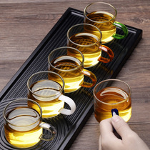 Heat-resistant transparent glass teacup with 6 master cups kung fu tea set home simple mini tea cup