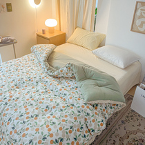 Ins Korean version single spring and autumn quilt pure cotton washed cotton small floral lace quilt core winter thickened double warm winter quilt