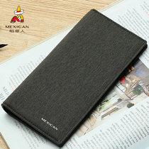 Scarecrow mens wallet new folding thin section long canvas student youth leather Korean version of the simple leather wallet tide brand